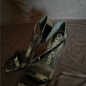 Calvin Klein Patent Black Strappy Heels